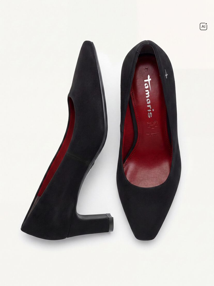 Leren Pumps - zwart, BLACK, hi-res