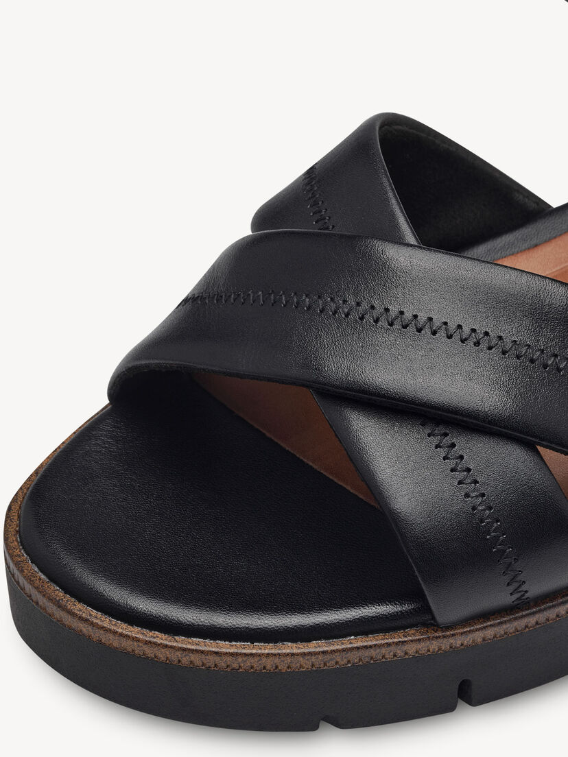 Leren Sandaaltje - zwart, BLACK LEATHER, hi-res