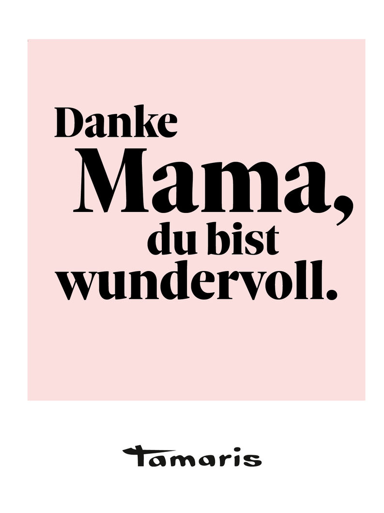 Rosa Poster mit schwarzem Danke Mama Schriftzug