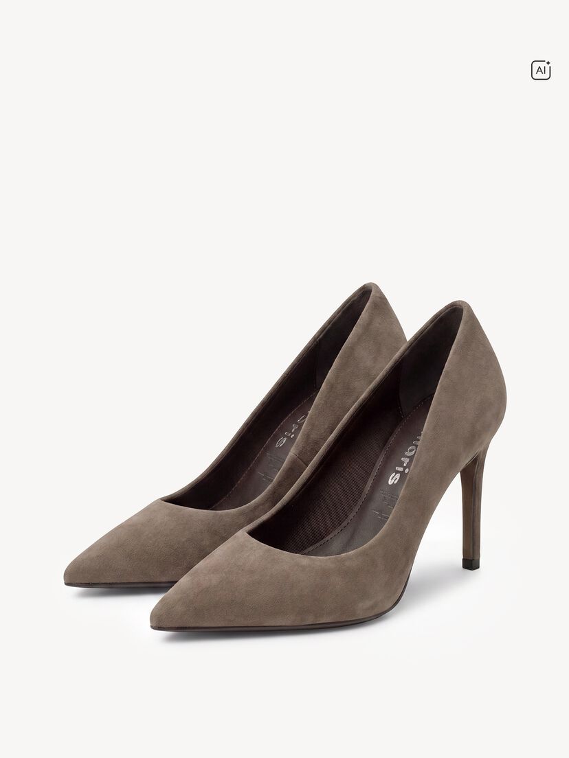 Leren Pumps - bruin, TAUPE SUEDE, hi-res