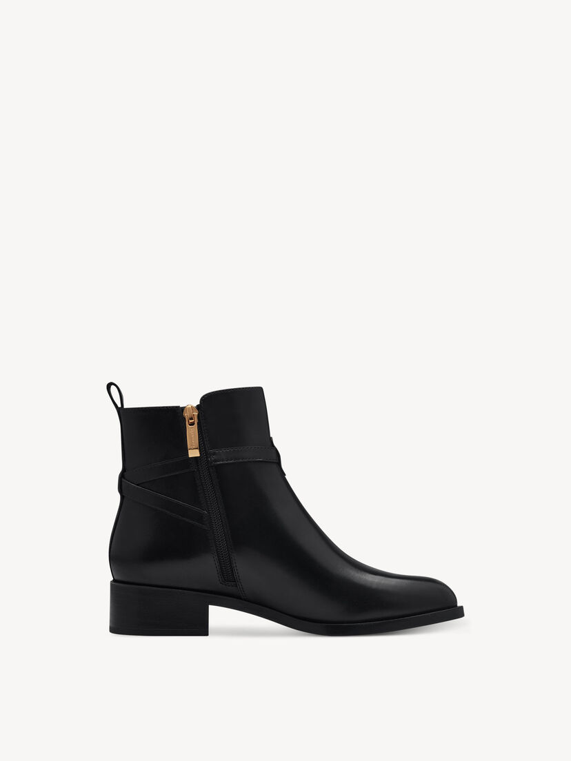 Leren Enkellaarsje - zwart, BLACK, hi-res