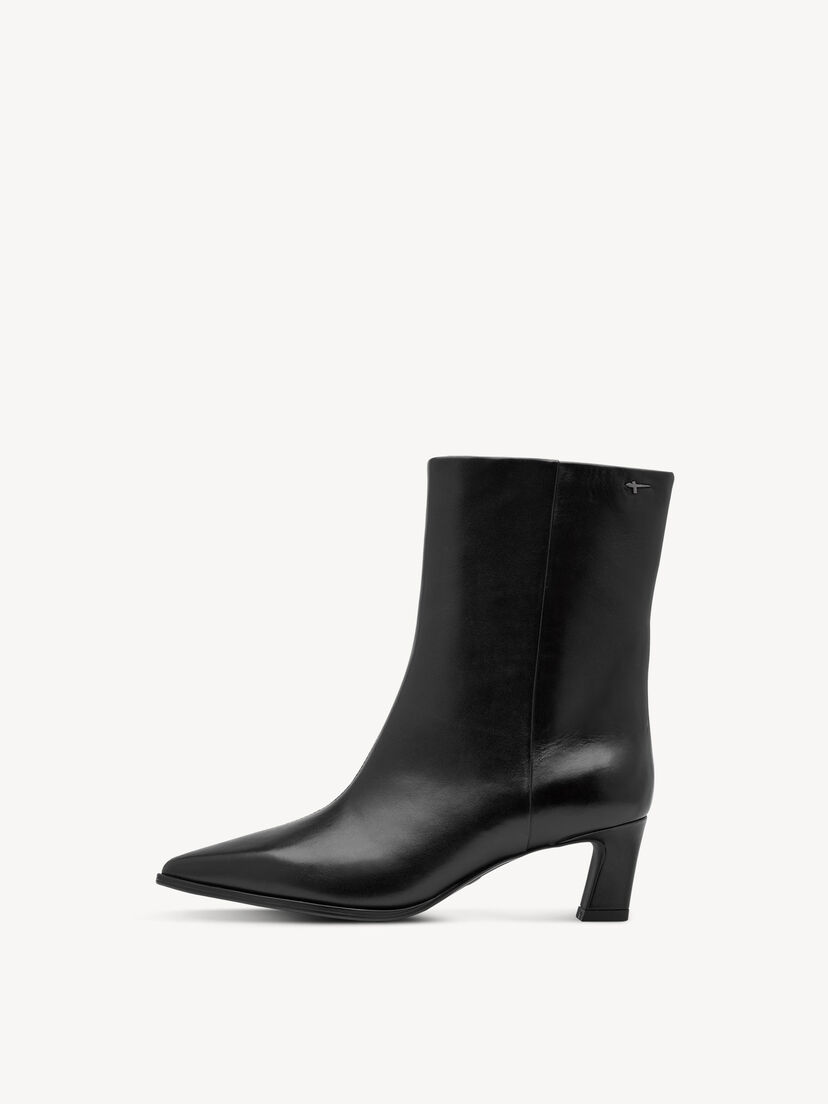 Leren Enkellaarsje - zwart, BLACK LEATHER, hi-res