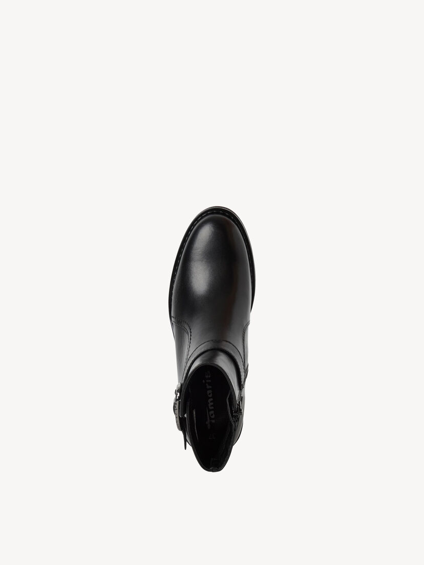 Leren Enkellaarsje - zwart, BLACK LEATHER, hi-res