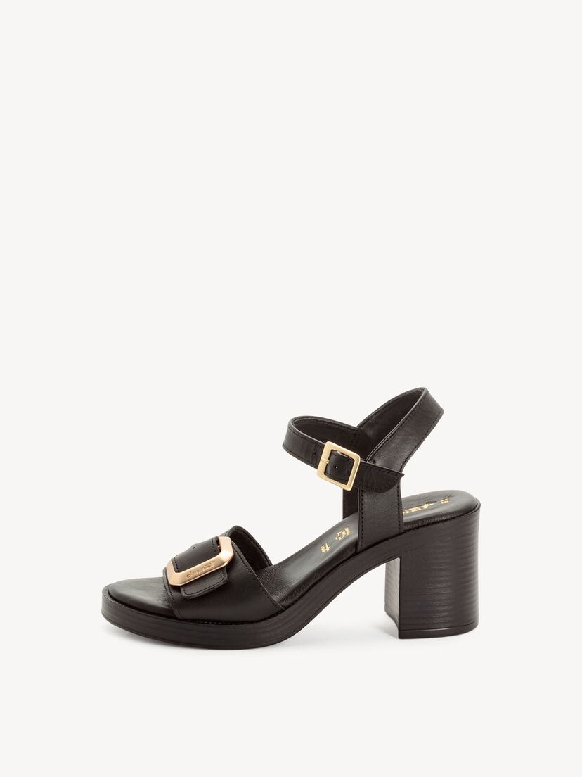 Leren Sandaaltje - zwart, BLACK LEATHER, hi-res