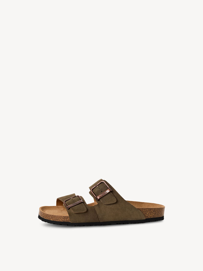Lederpantolette, OLIVE, hi-res