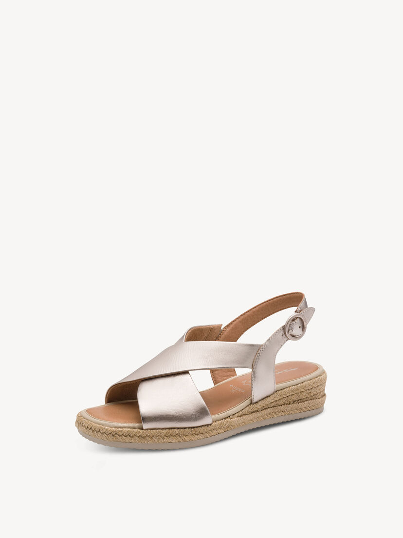 Leren Sandaaltje - metallic, LT GOLD, hi-res