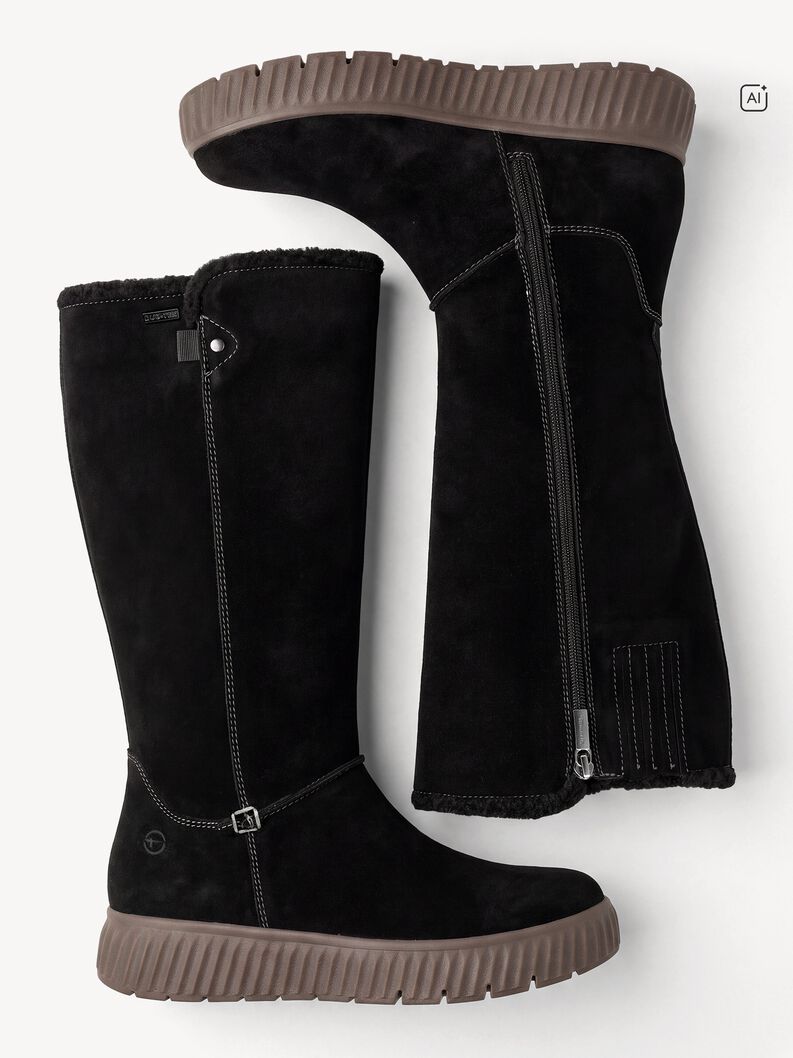 Lederstiefel - schwarz Warmfutter, BLACK, hi-res