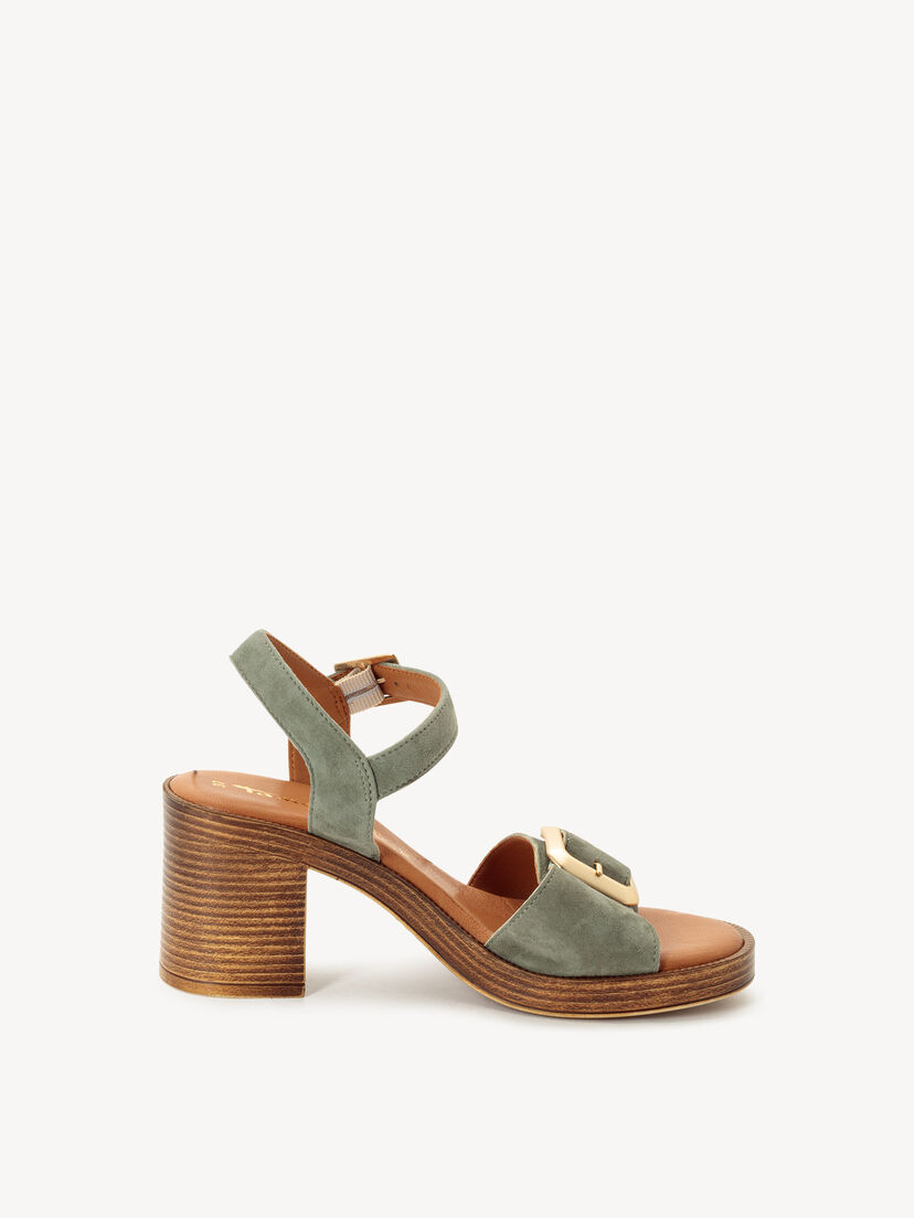 Leren Sandaaltje - groen, OLIVE, hi-res