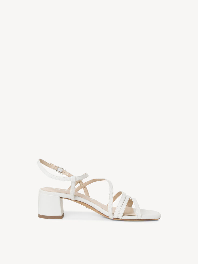 Leather Heeled sandal - white, WHITE, hi-res