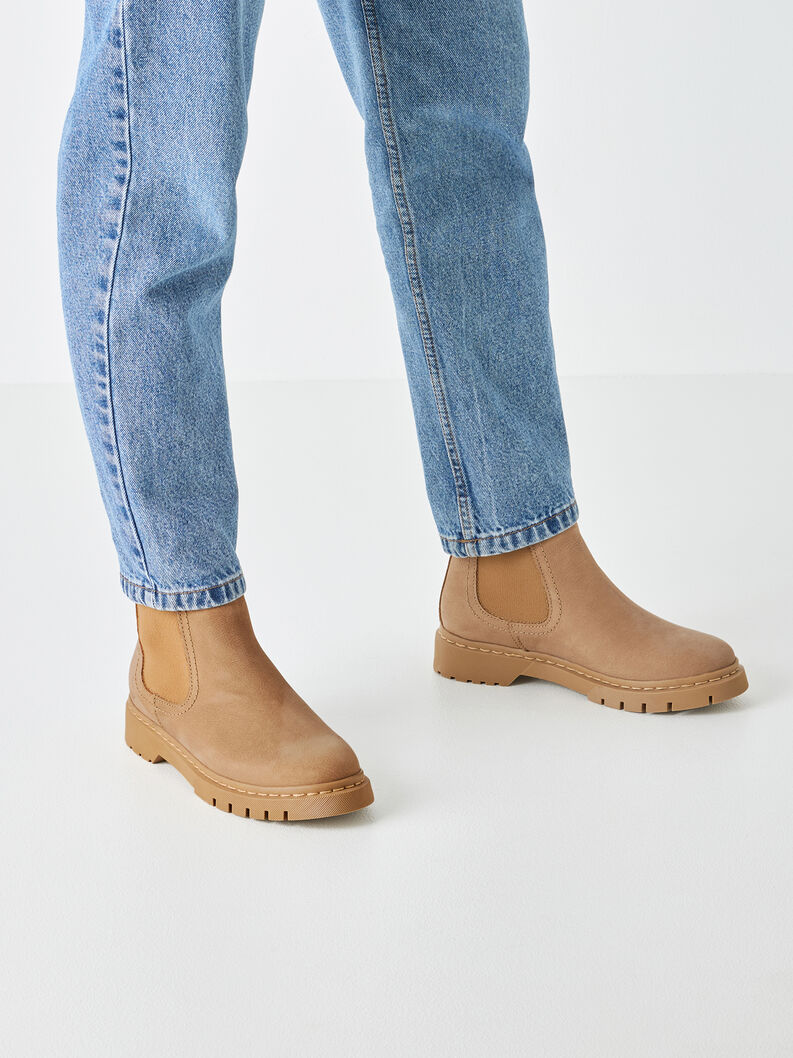 Leder Chelsea Boot - beige, BEIGE NUBUC, hi-res