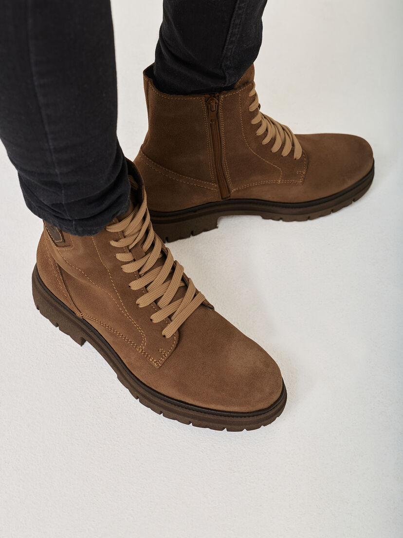Leren Enkellaarsje - bruin, BROWN, hi-res