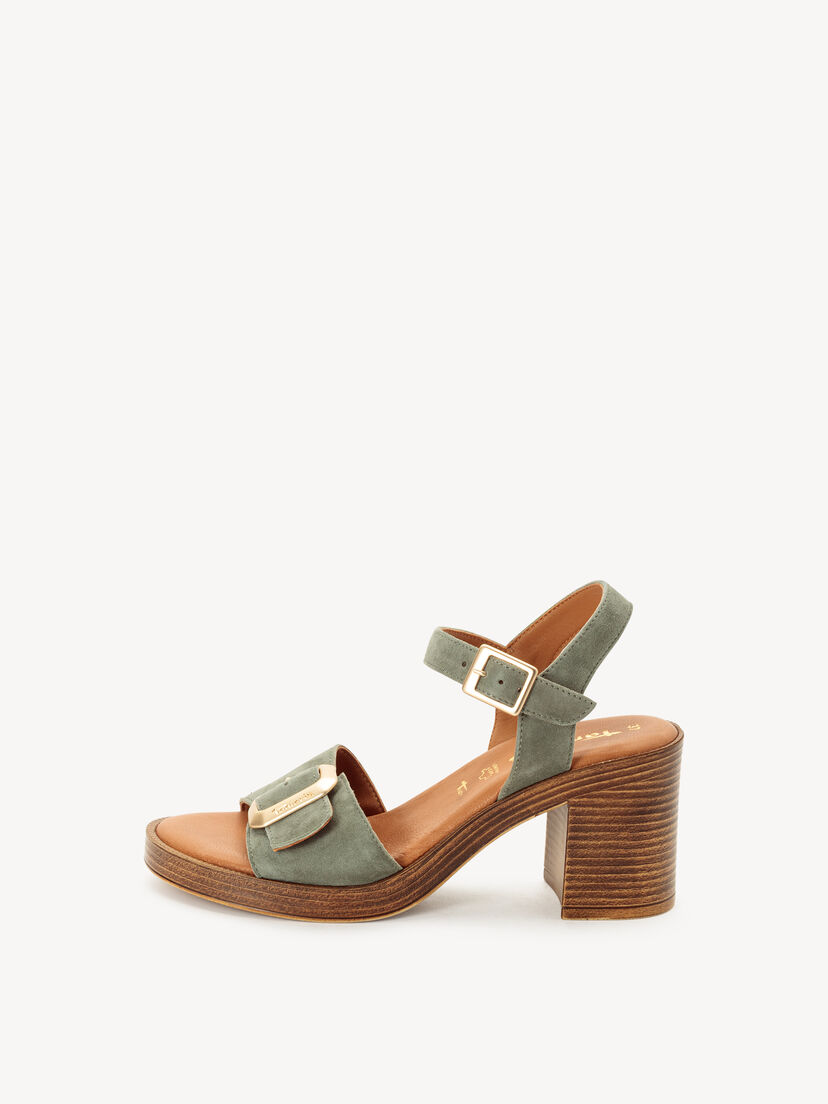 Leren Sandaaltje - groen, OLIVE, hi-res