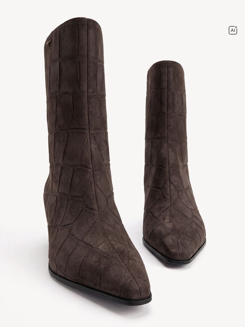 Leather Bootie - brown, CIGAR STRUCT., hi-res