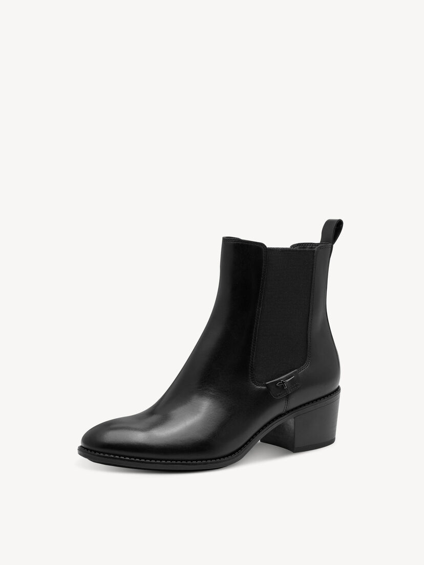 Leren Chelseaboot - zwart, BLACK LEATHER, hi-res