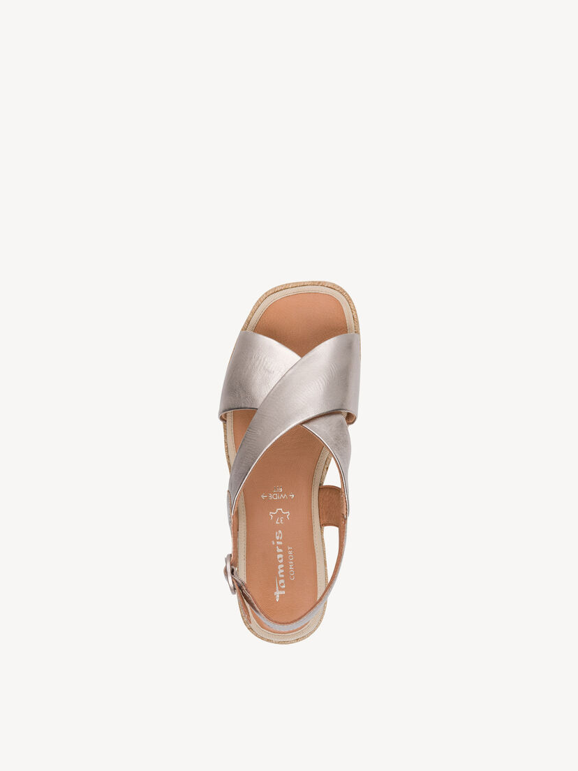 Leren Sandaaltje - metallic, LT GOLD, hi-res