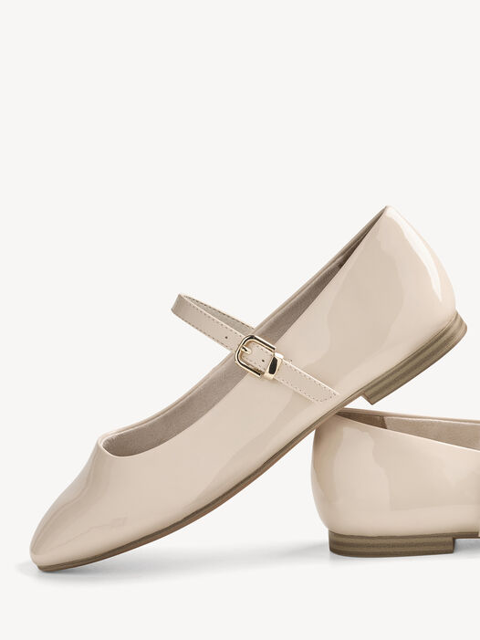 Stel beige lak Mary Jane ballerina&rsquo;s met decoratieve gesp