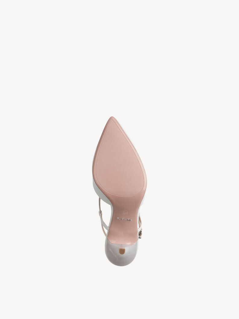 Leather sling pumps - white, PEARL, hi-res