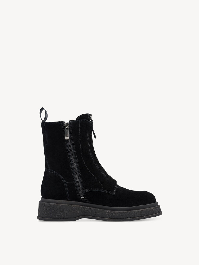 Leren Enkellaarsje - zwart, BLACK, hi-res