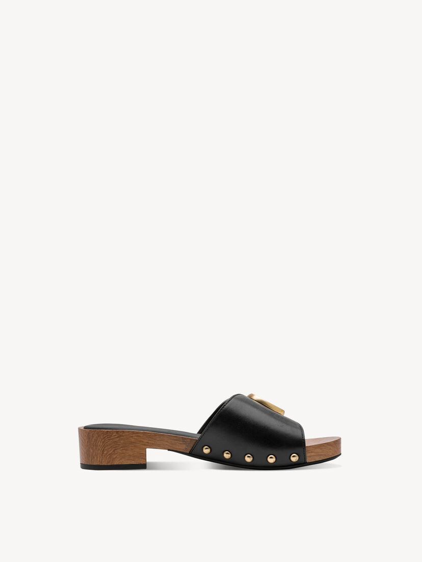 Leren Slipper - zwart, BLACK, hi-res