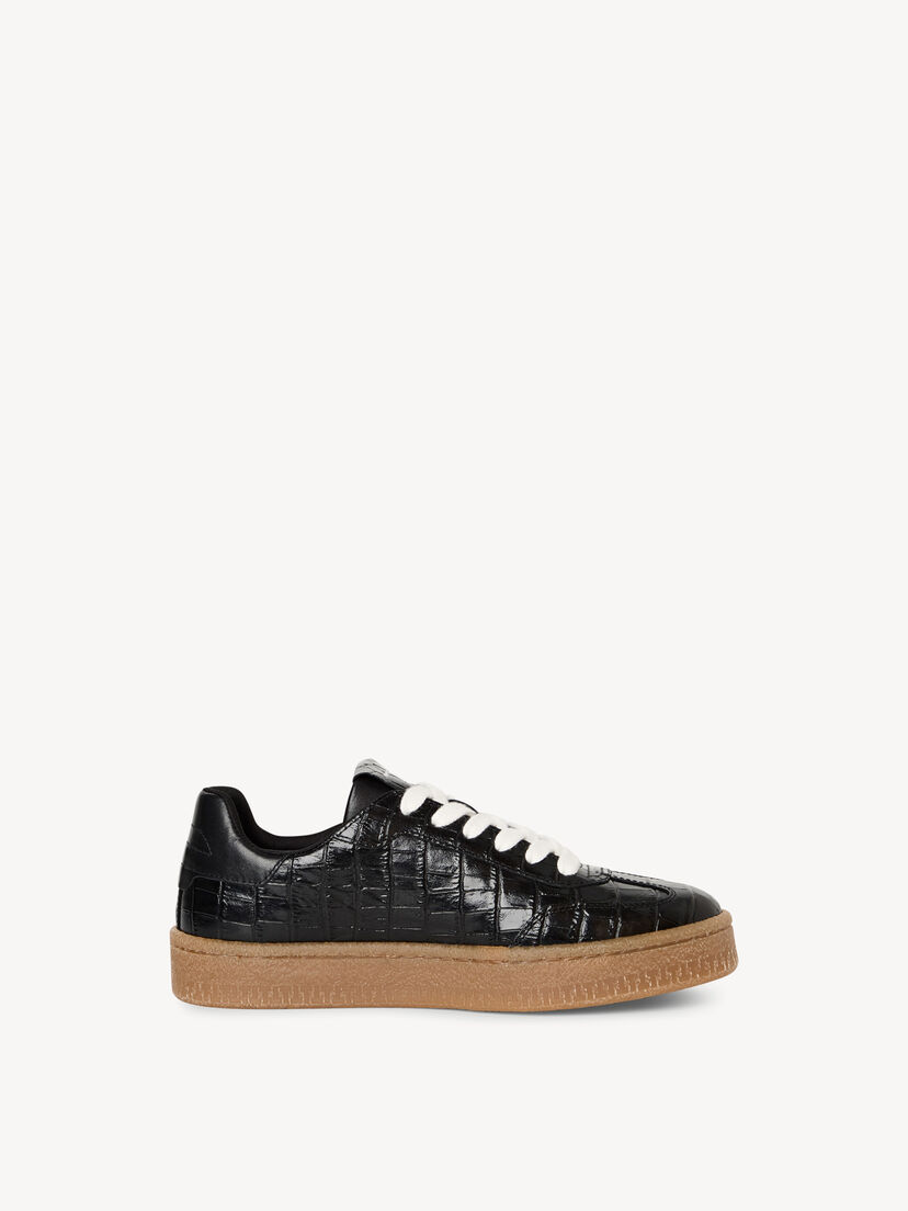 Leren Sneaker - zwart, BLACK CROCO, hi-res