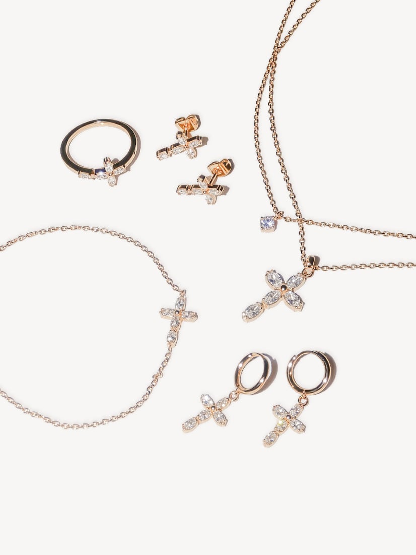 Schmuck Set Cross ros&eacute;gold, , hi-res